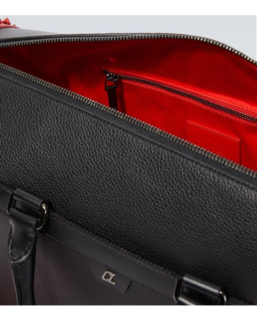 Christian Louboutin Red Sneakender Spiked Leather Duffel Bag for men