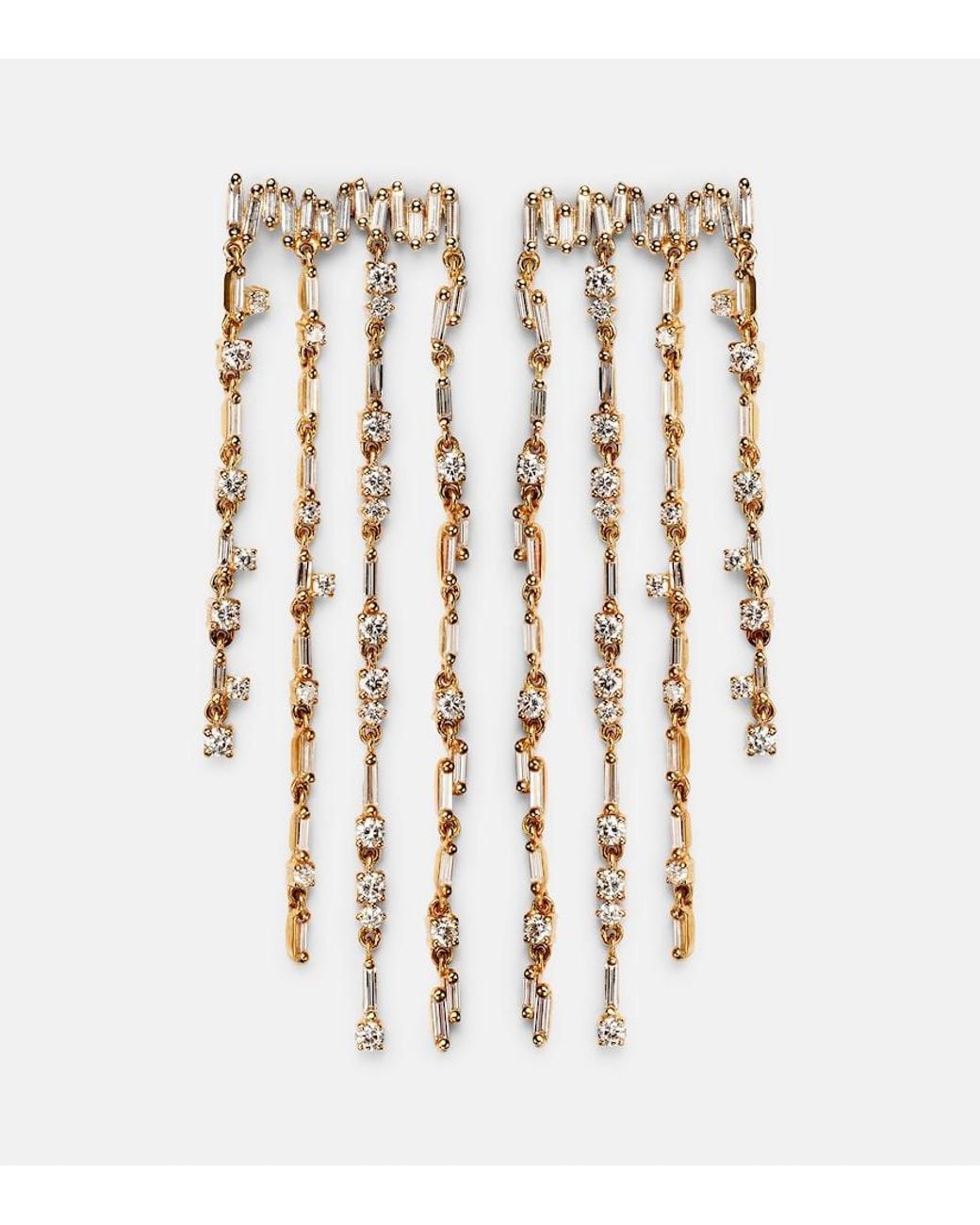 Suzanne Kalan White 18Kt Fringe Earrings With Diamonds