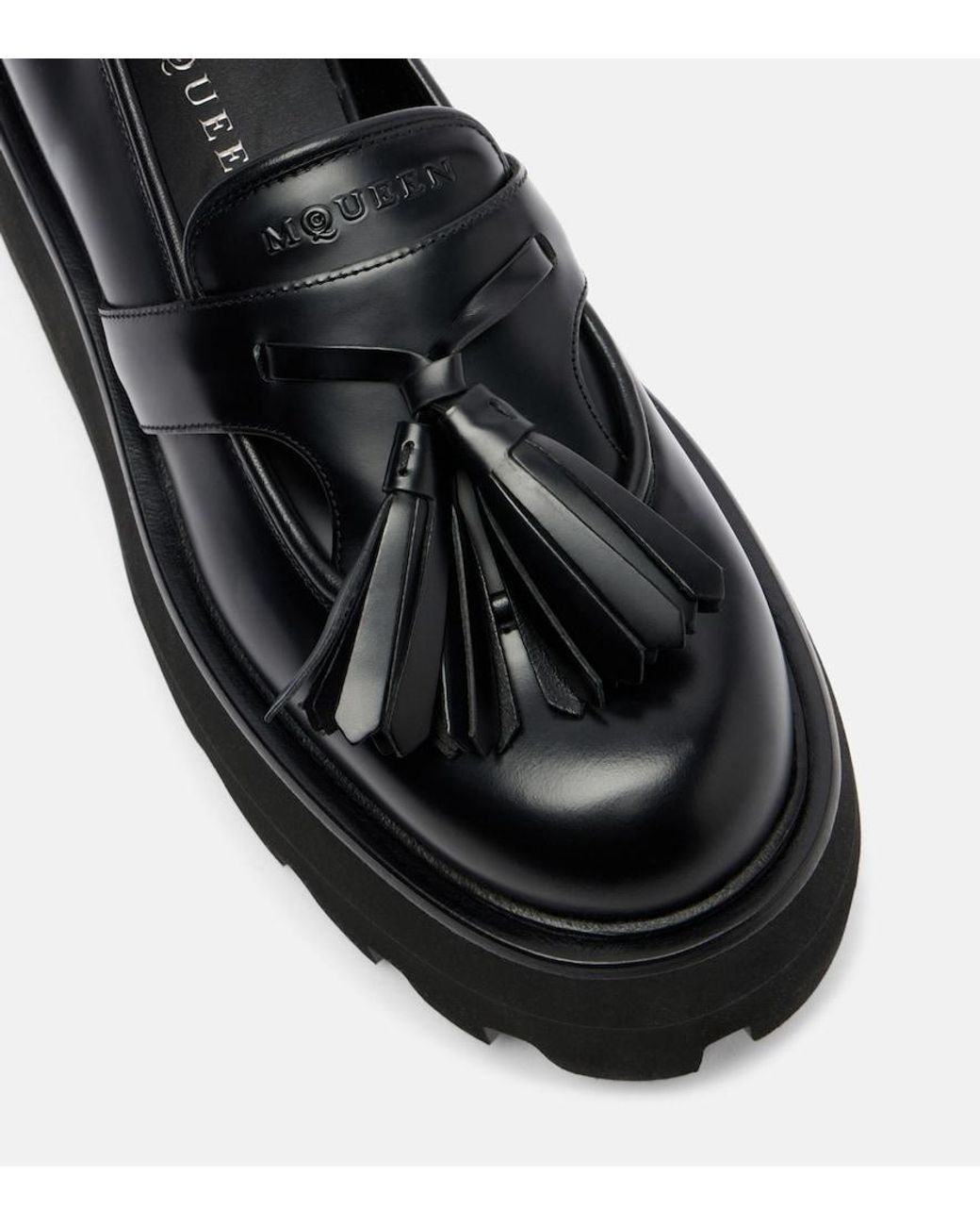 McQueen Black Sofa Leather Platform Loafers