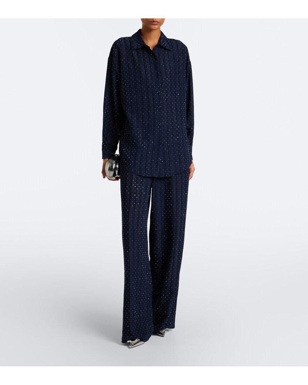 Melissa Odabash Blue Trisha Embellished Palazzo Pants