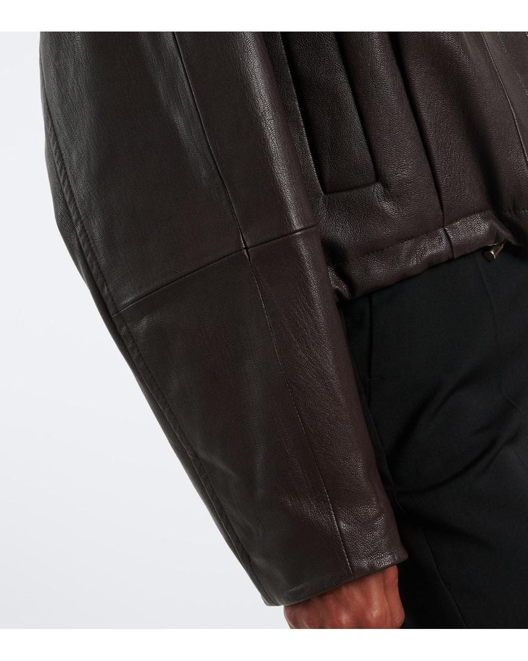 Sportmax Black Hooded Leather Jacket