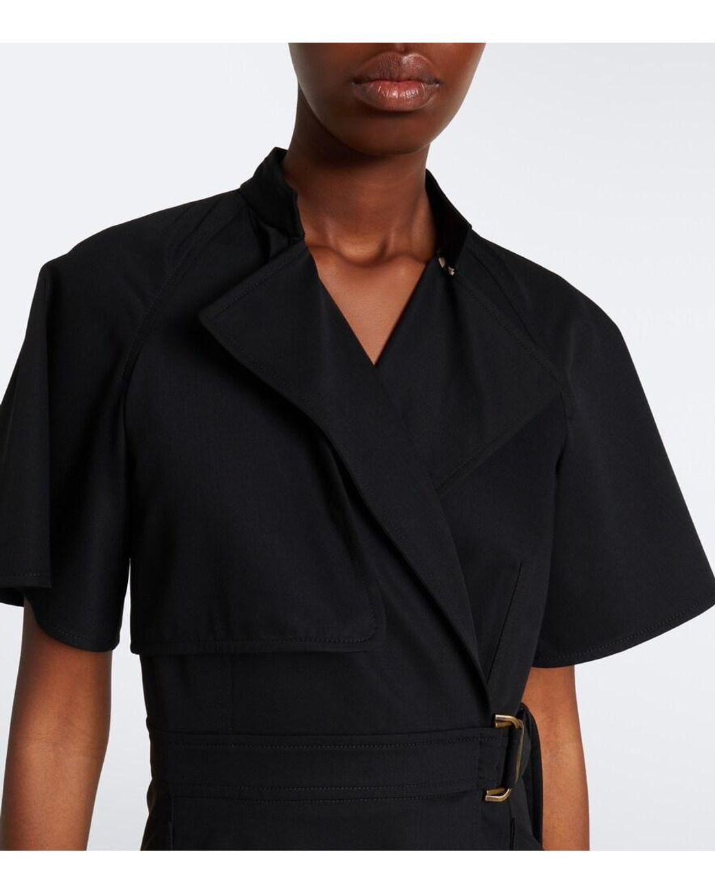 Burberry Black Belted Wool Wrap Dress