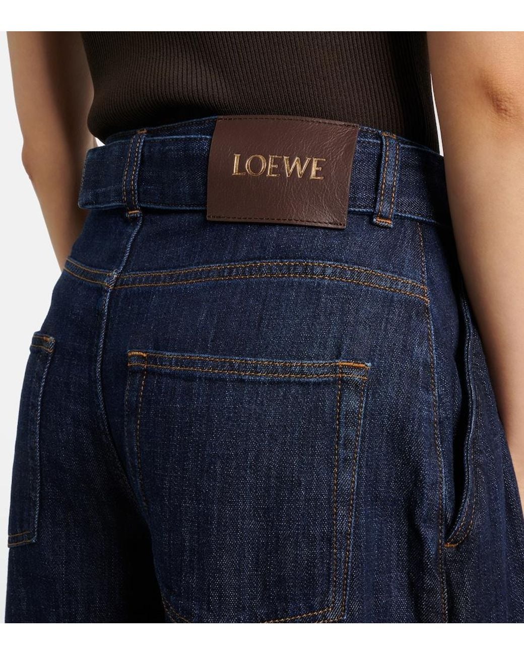 Loewe Blue Belted High-Rise Wide-Leg Jeans