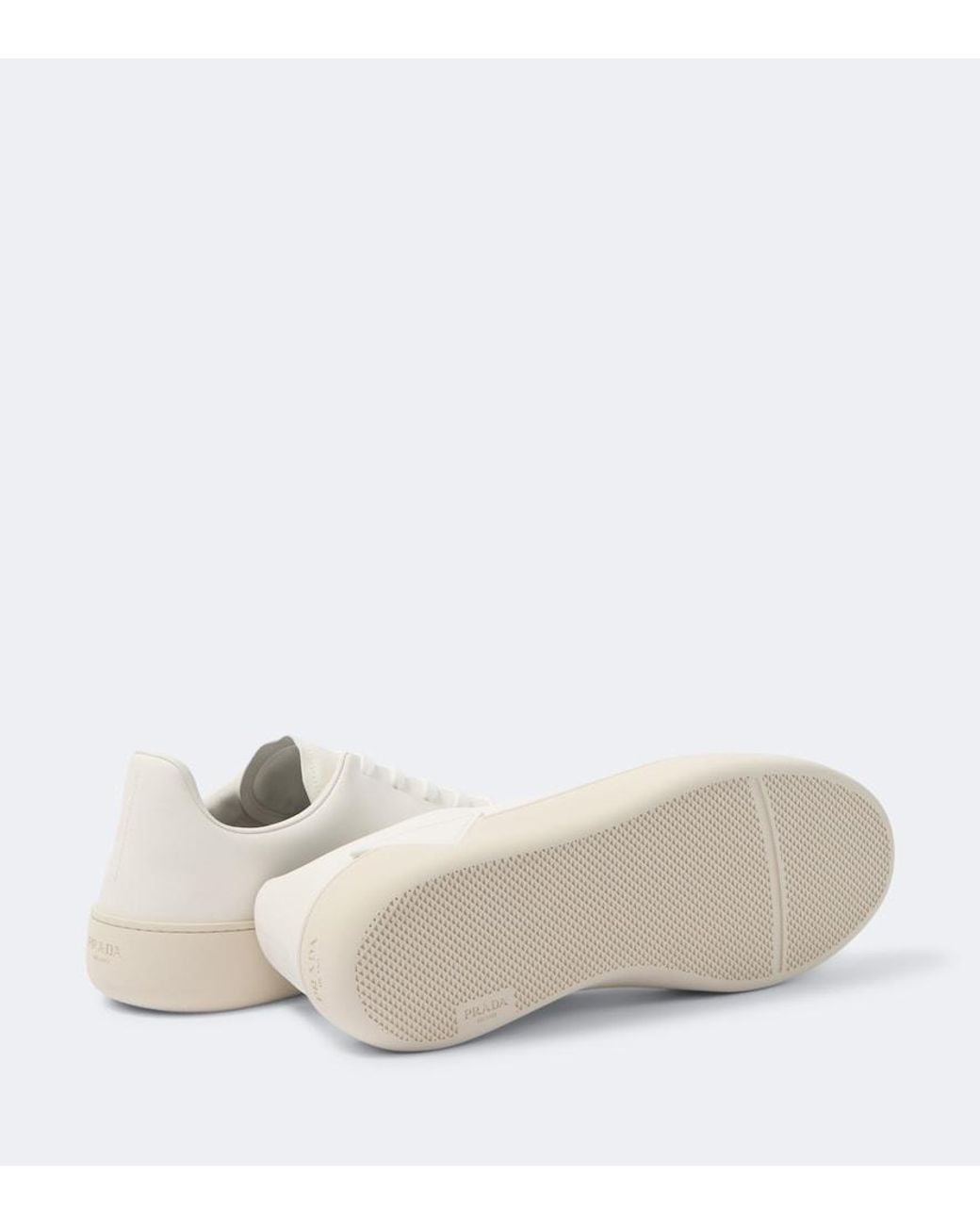 Prada White Court Leather Sneakers for men