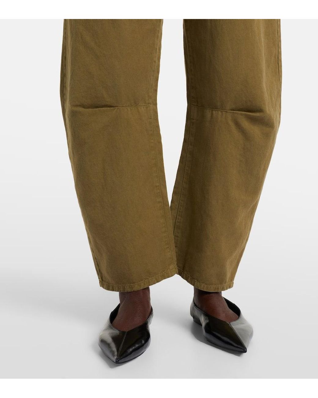 Nili Lotan Green Shon Cotton And Linen Barrel-Leg Pants