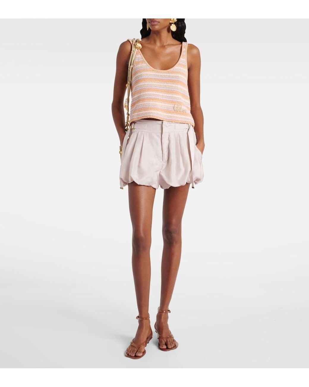 Chloé Natural Cotton Gabardine Shorts
