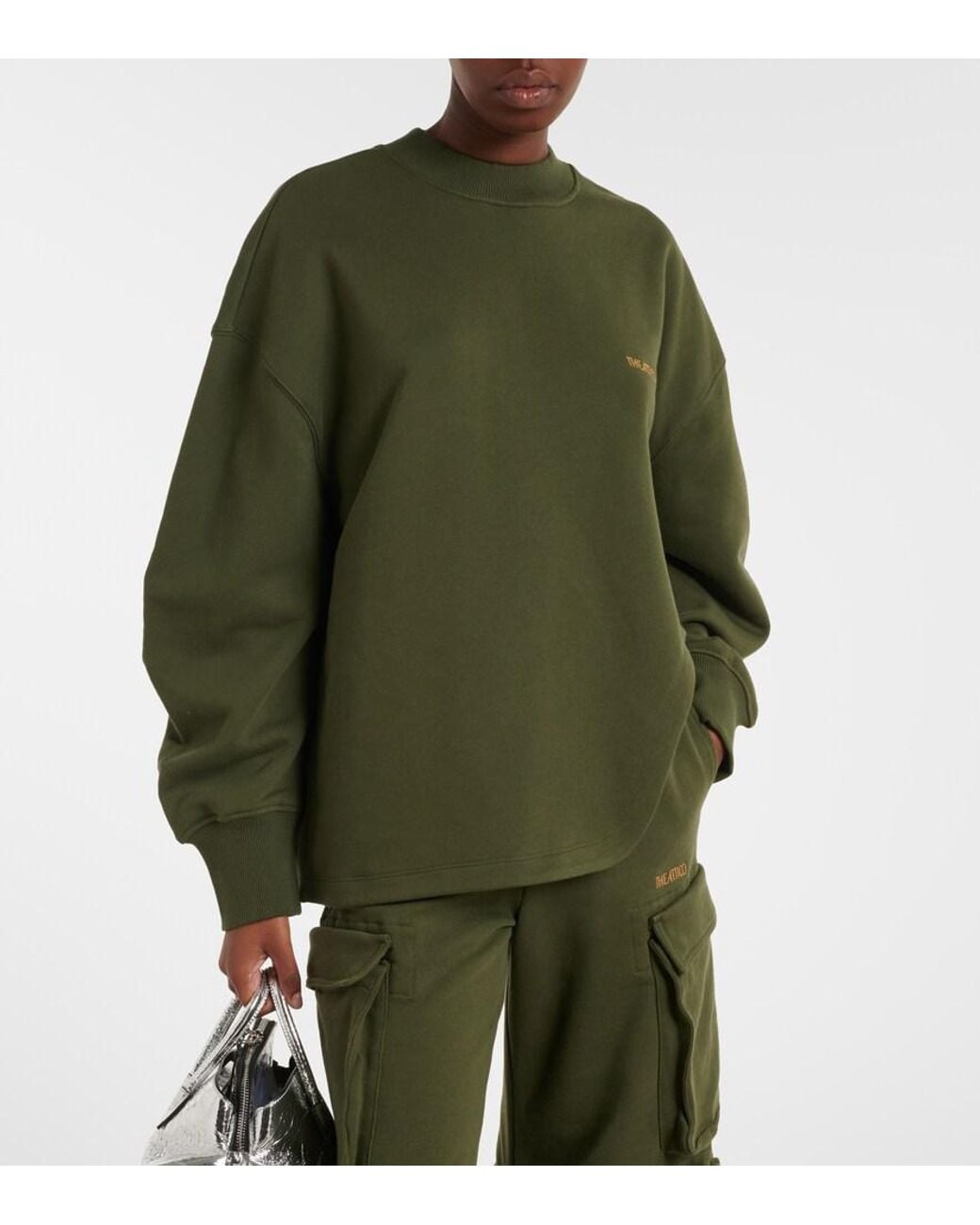 The Attico Green Oversized Cotton Jersey Sweatshirt