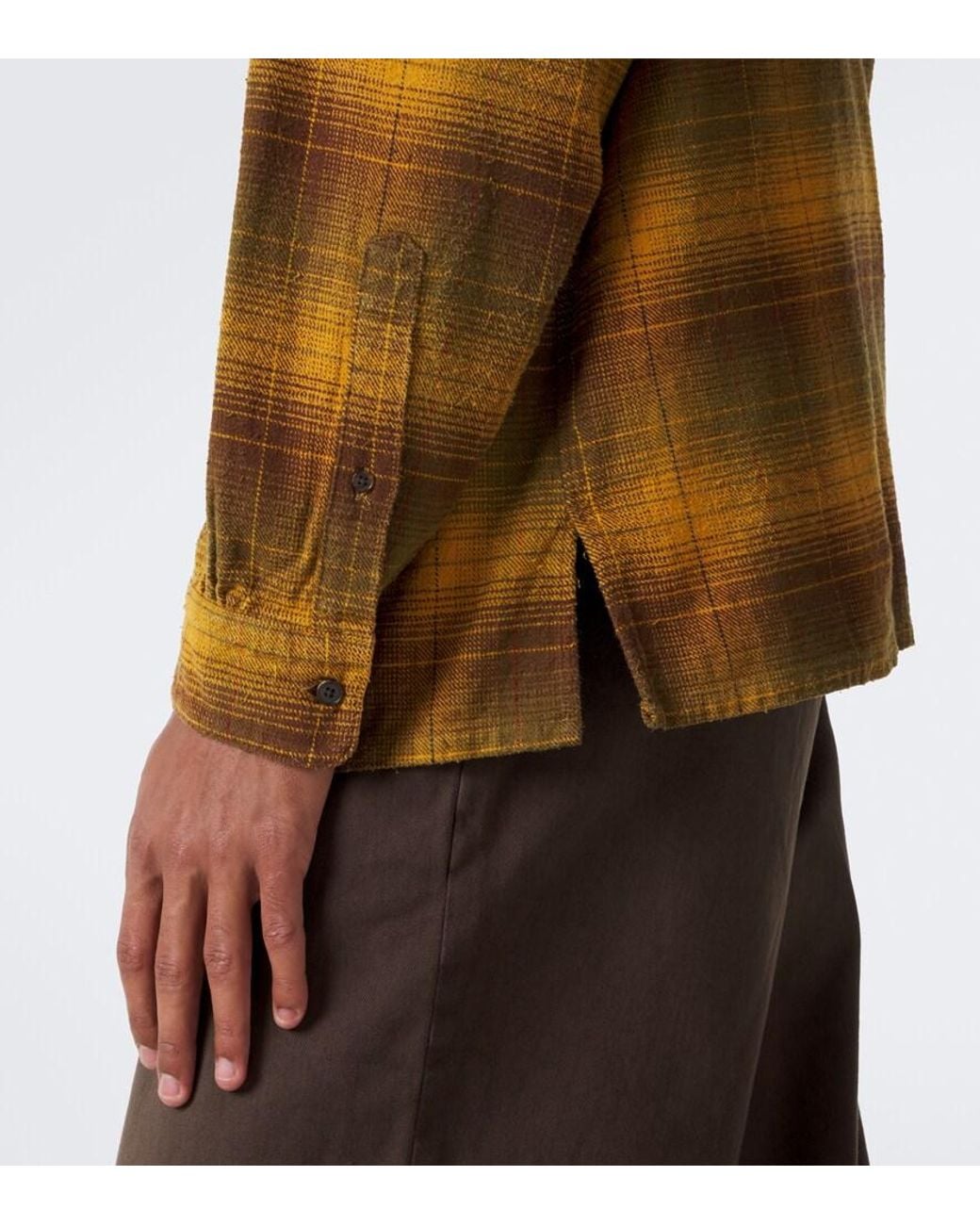 A.PRESSE Orange Checked Cotton And Silk Twill Shirt for men
