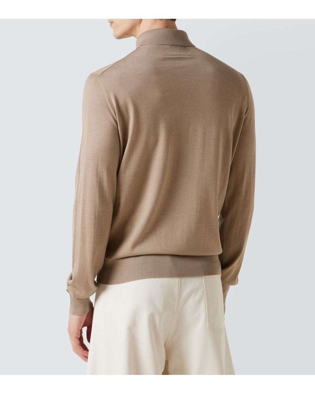 Zegna Natural Cashmere And Silk Polo Sweater for men