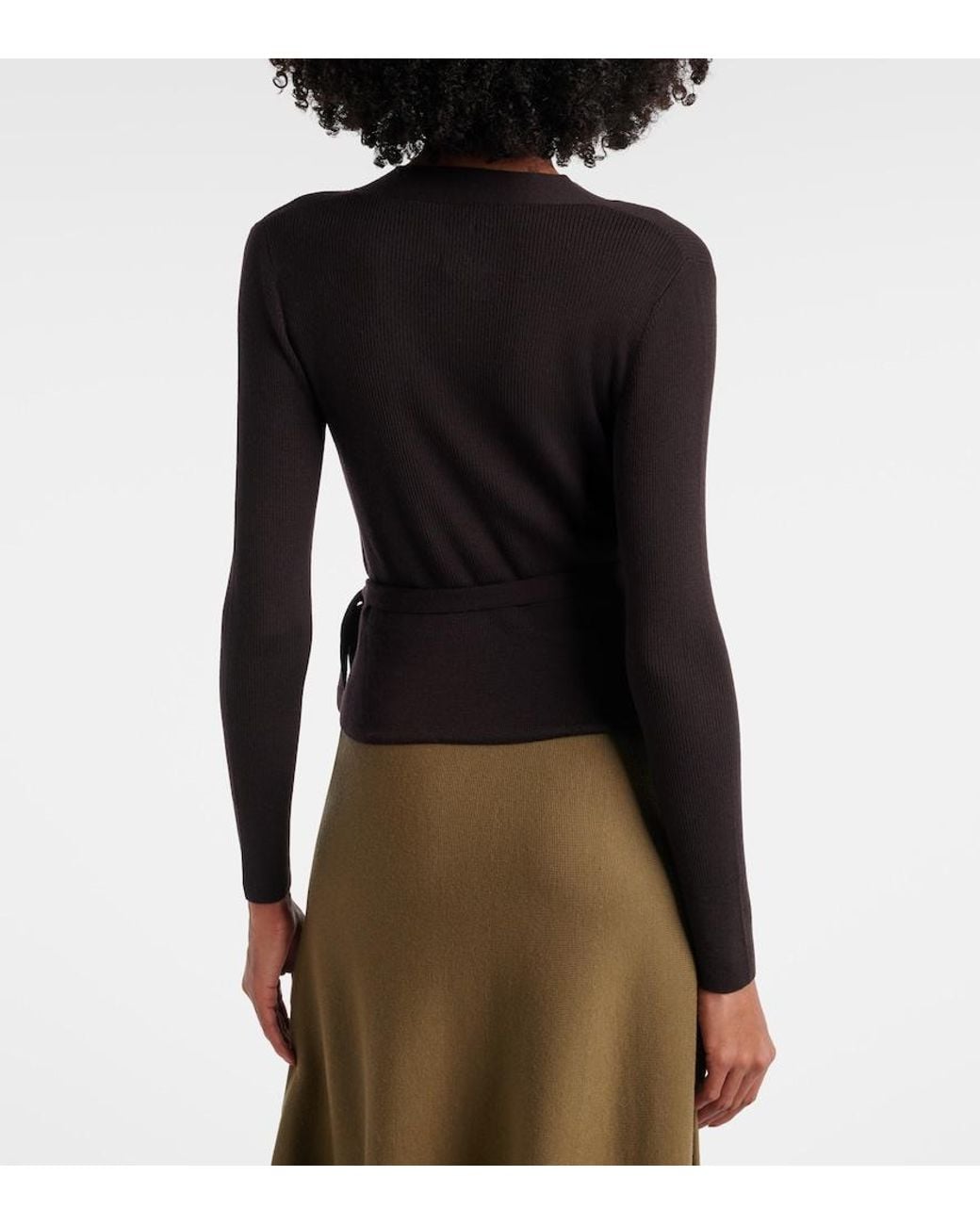 Jardin Des Orangers Black Virgin Wool Wrap Cardigan
