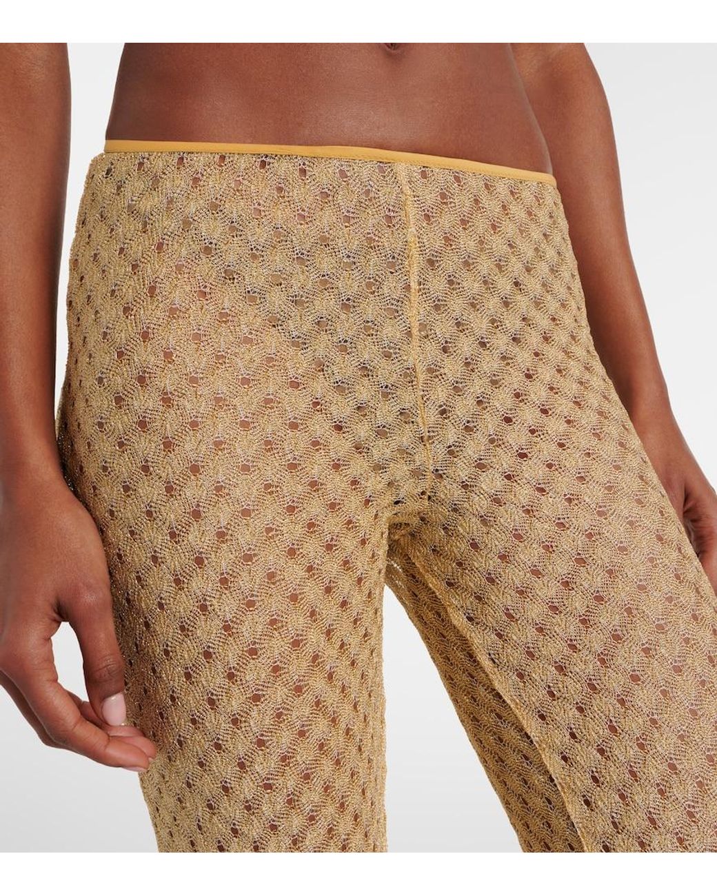 Missoni Natural Open-Knit Lame Flared Pants