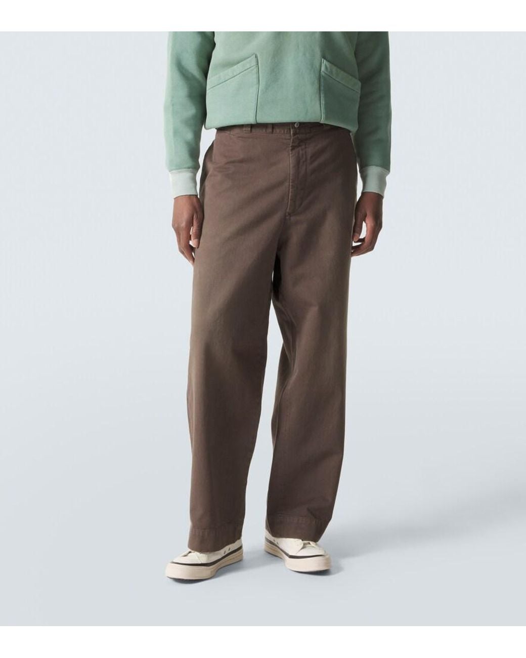 A.PRESSE Brown Vintage Cotton Wide-Leg Pants for men