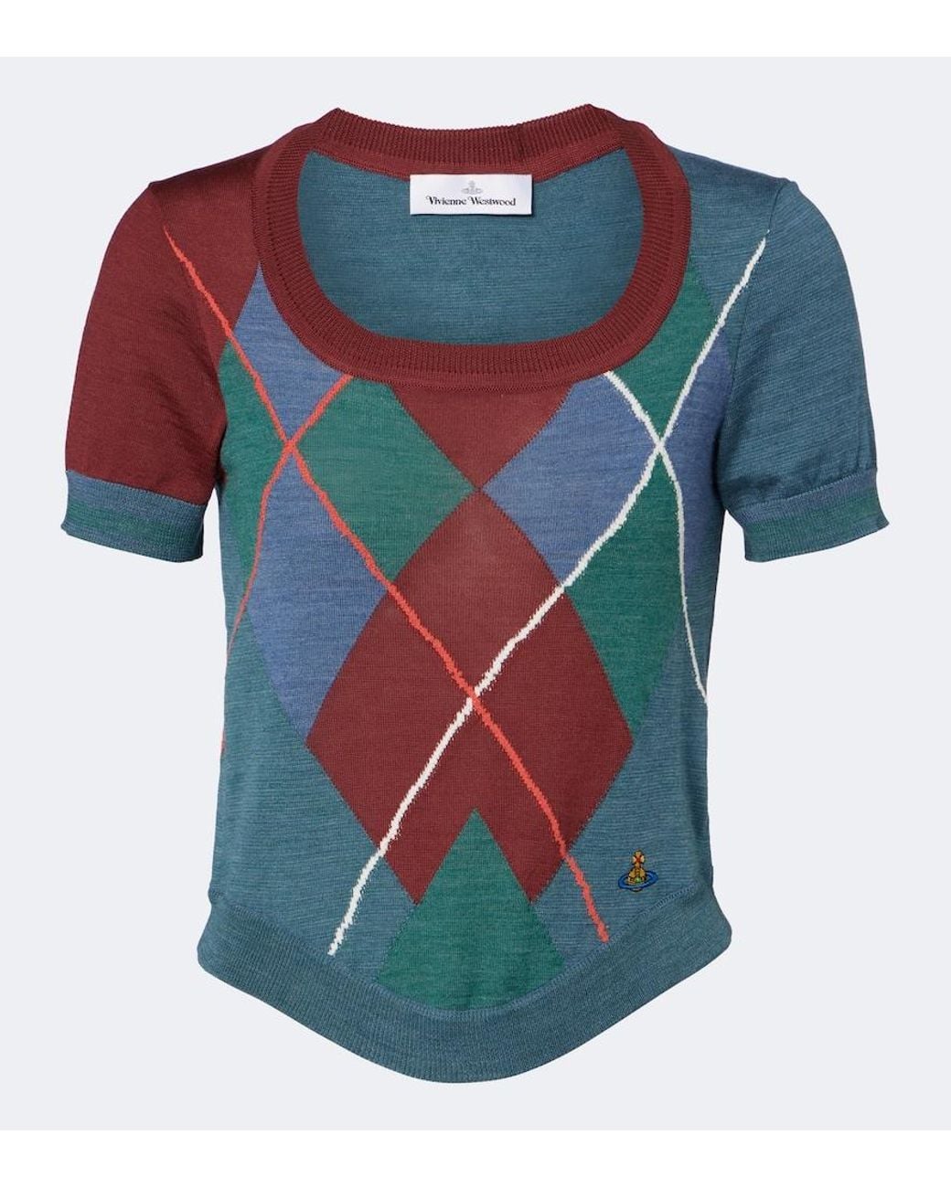 Vivienne Westwood Blue Argyle Wool And Cotton Sweater