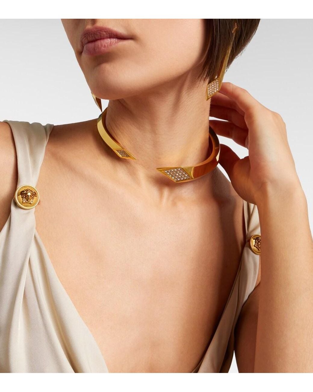 Versace Metallic Crystal-Embellished Choker