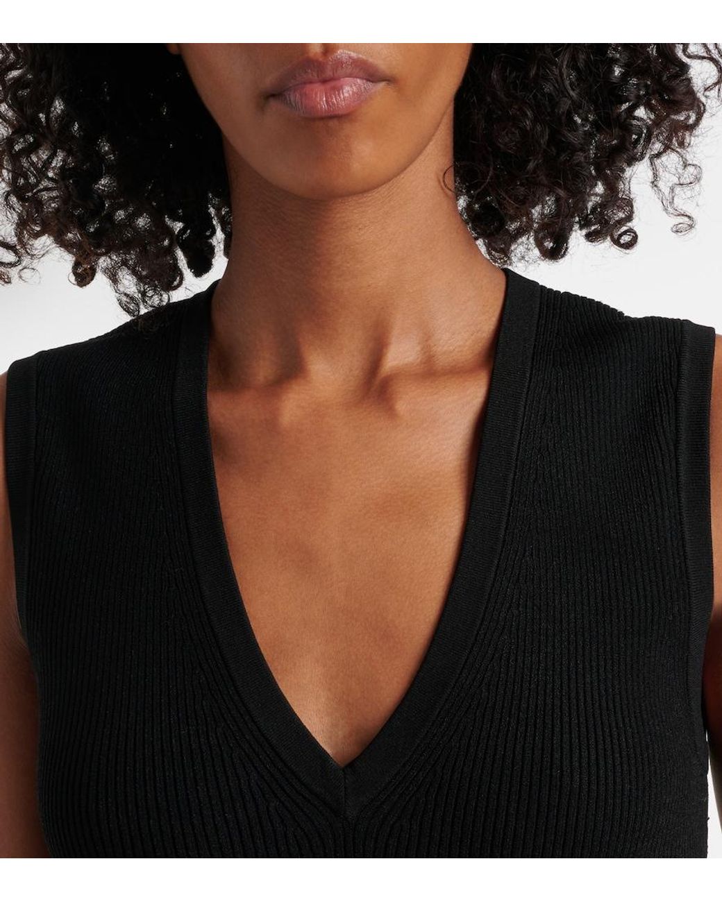 Veronica Beard Black Sid Ribbed-Knit Top