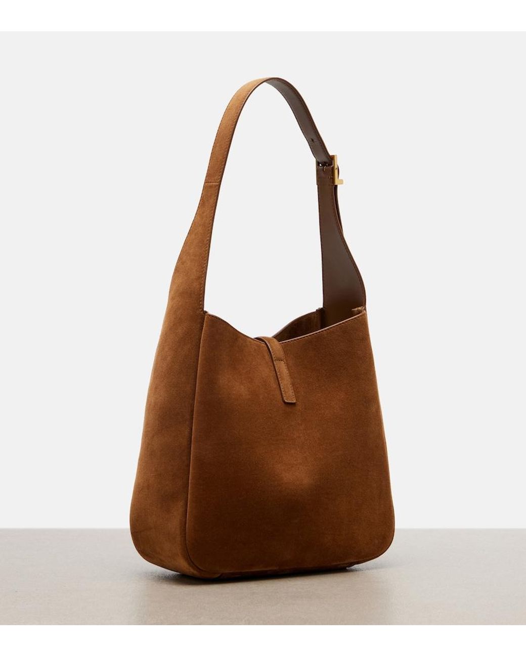 Saint Laurent Brown Le 5 A 7 Small Suede Shoulder Bag