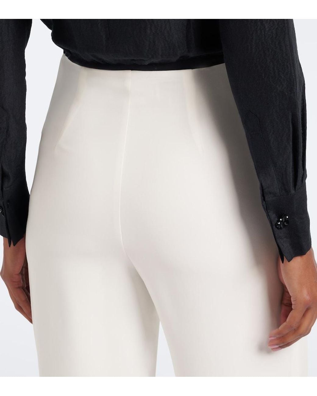 Roland Mouret White Draped Flared Pants