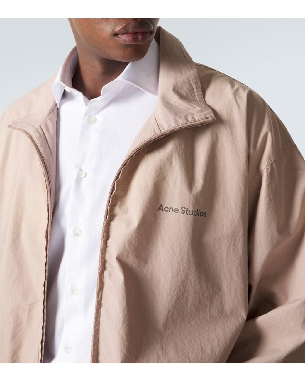Acne Pink Logo Cotton Poplin Blouson Jacket for men
