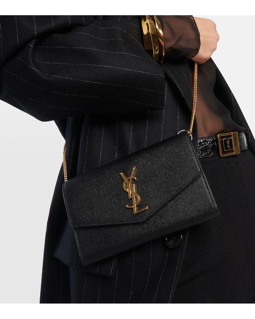 Saint Laurent Black Uptown Leather Cross-body Bag