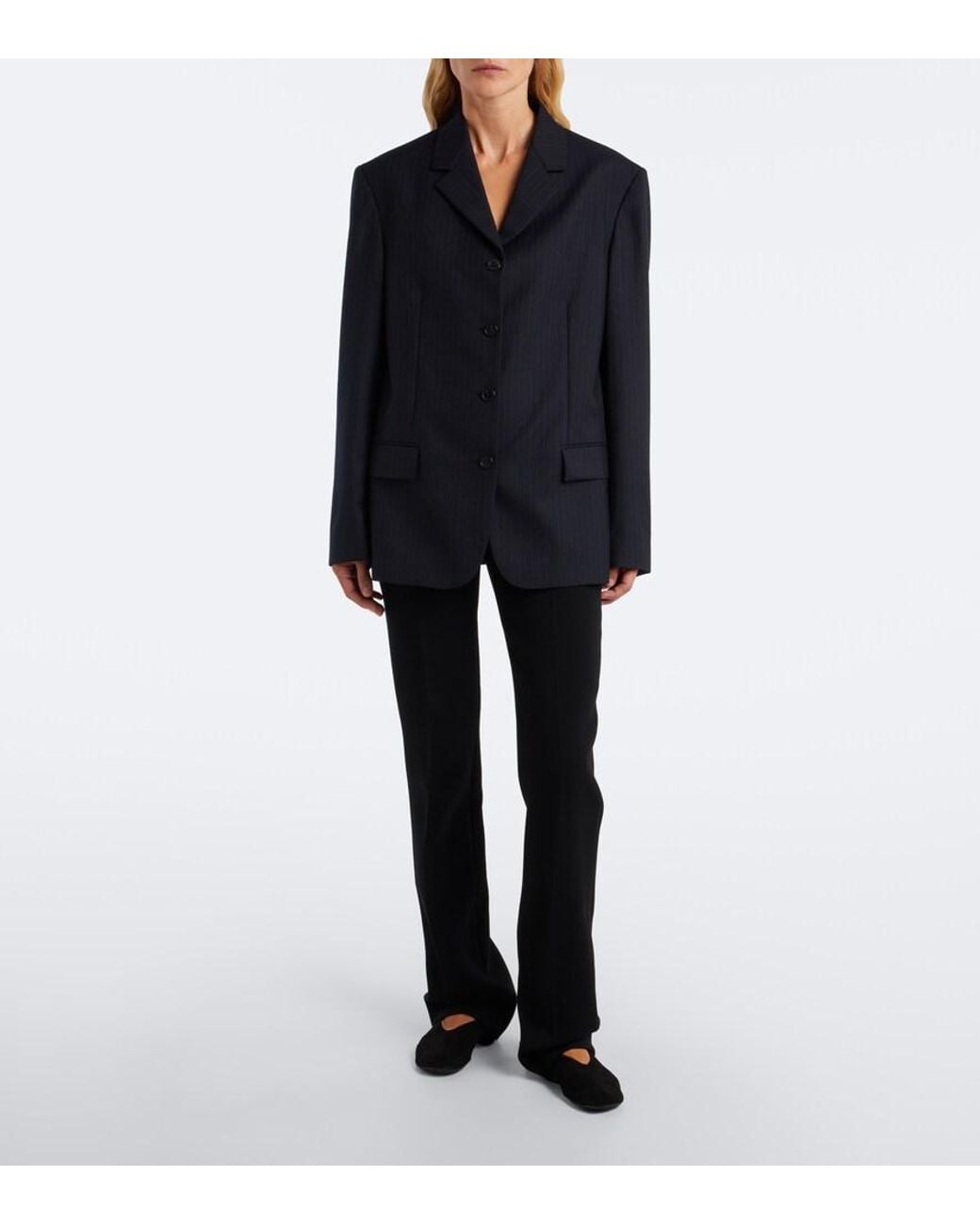 The Row Blue Gelda Chalk Stripe Wool Blazer