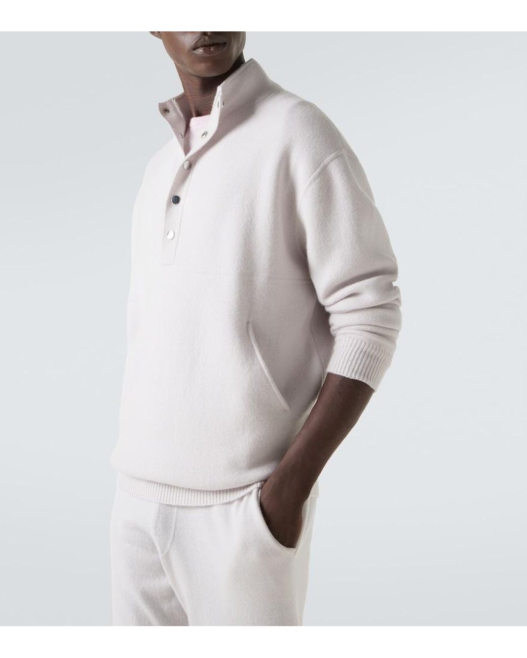 Allude White Wool And Cashmere Turtleneck Sweater for men