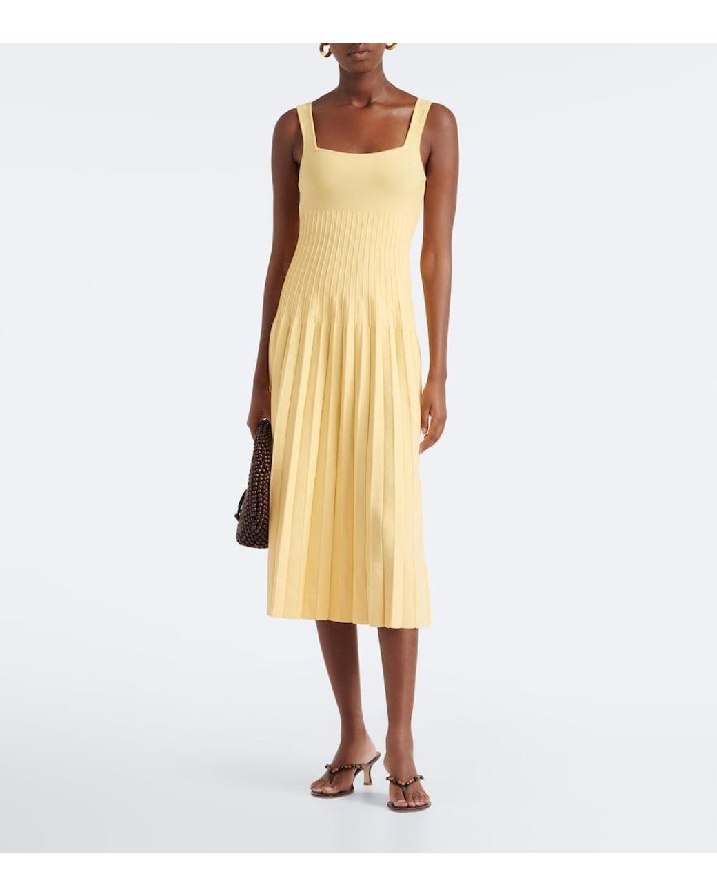 Staud Yellow Ellison Pleated Maxi Dress