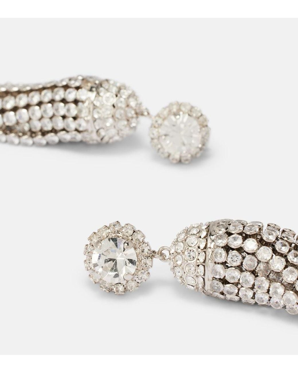 Rabanne White Crystal-Embellished Drop Earrings