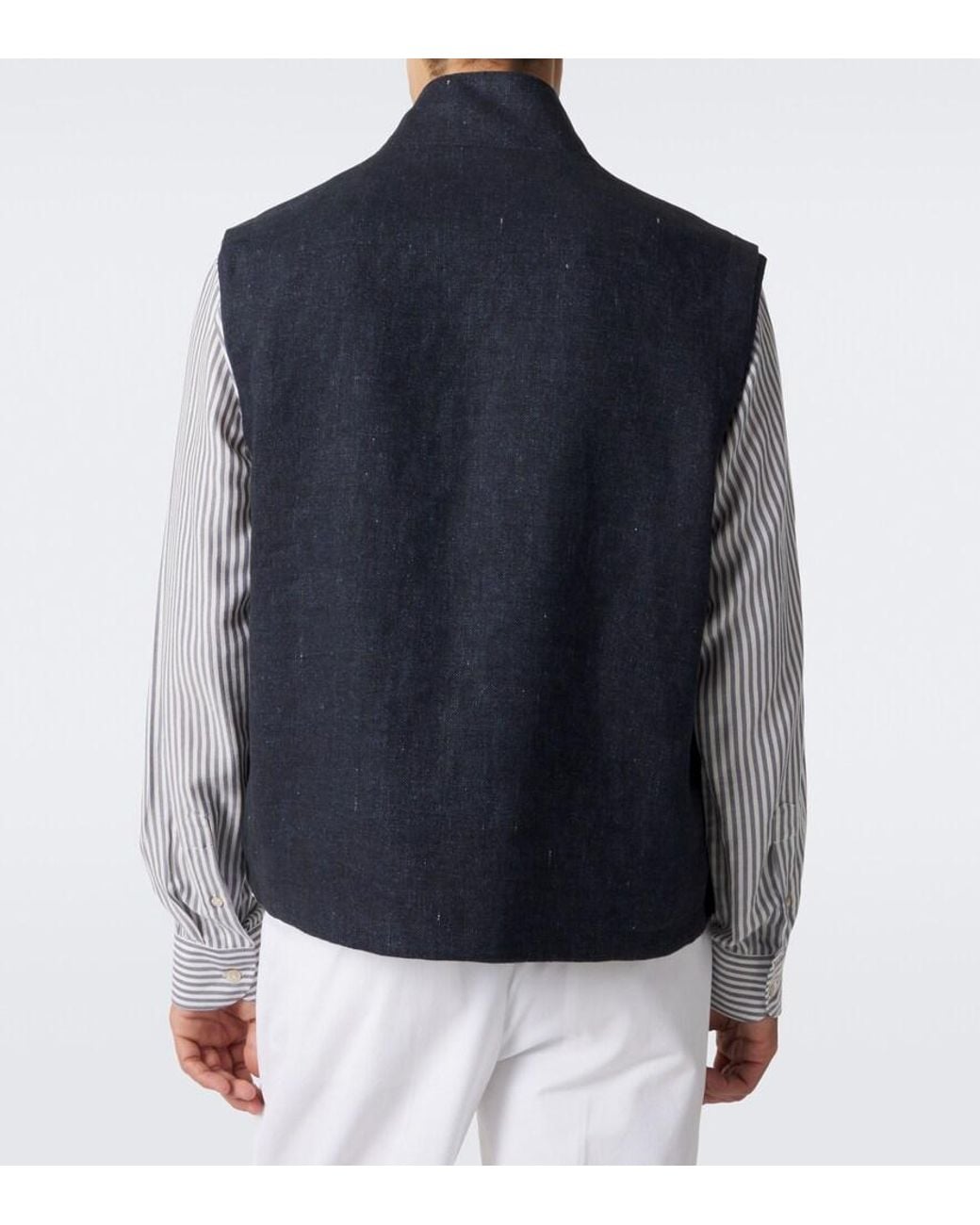 Dunhill Blue Linen Reversible Vest for men