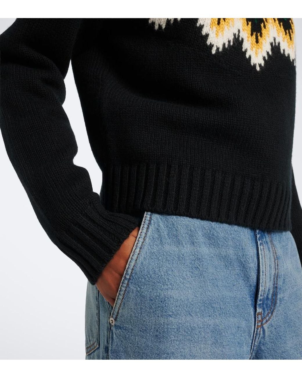 Polo Ralph Lauren Blue Crochet Wool And Cotton Sweater