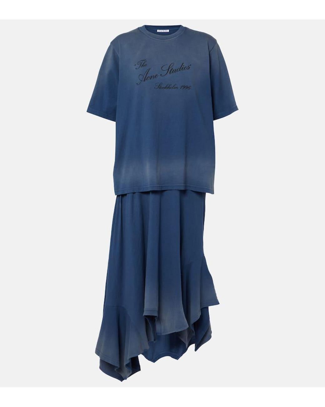 [ Acne Studios ] エミロ コットン ミディドレス Acne Studios Emiro Cotton Midi Dress in Blue | Lyst