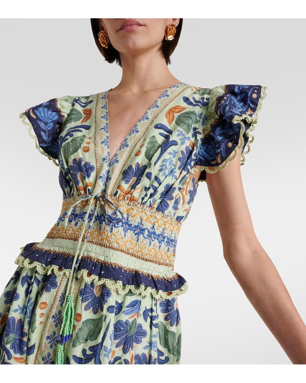 chinese dress ladies Sand Garden Tapestry Back Bow Maxi Dress – FARM Rio