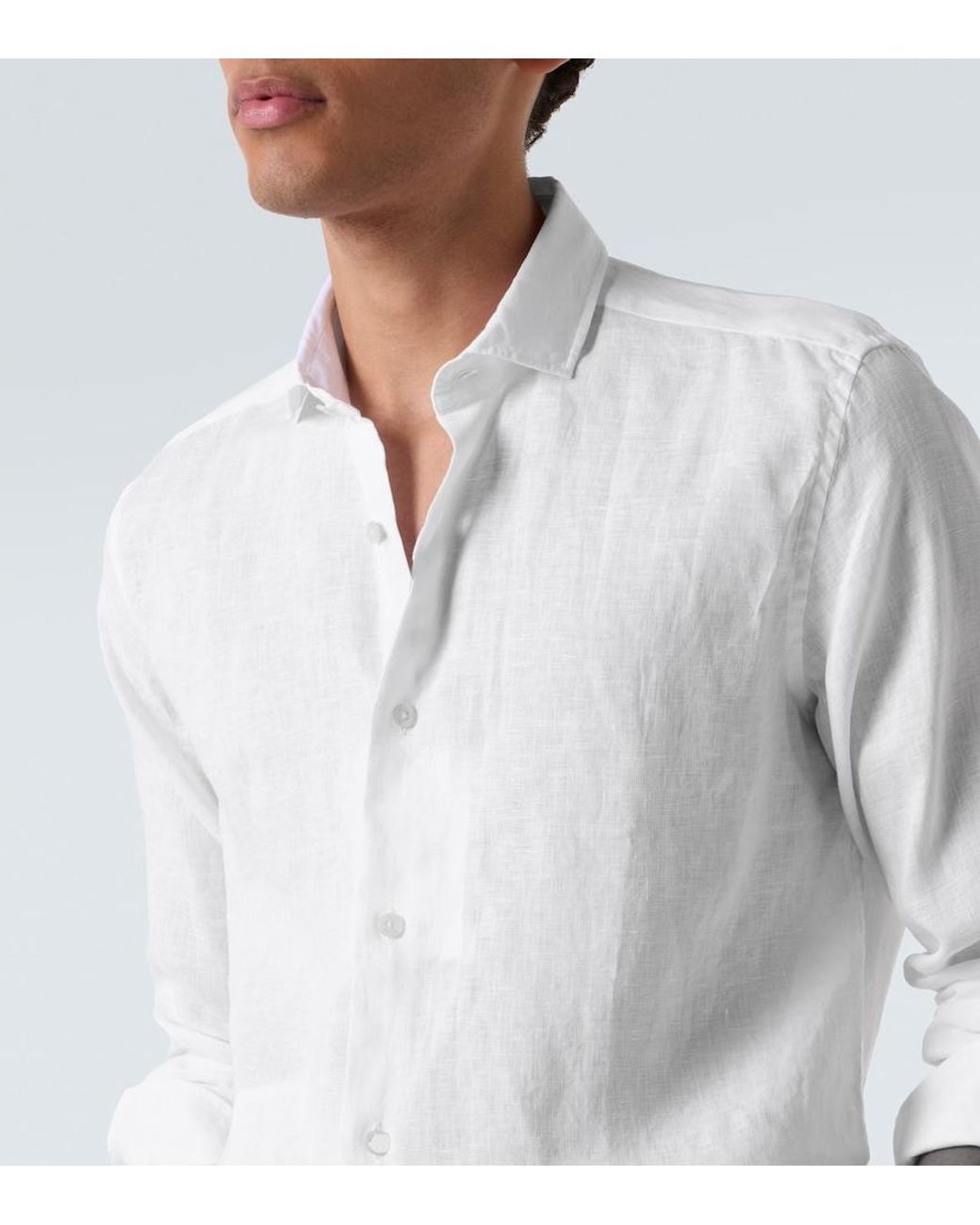 Frescobol Carioca White Antonio Long-Sleeved Linen Shirt for men