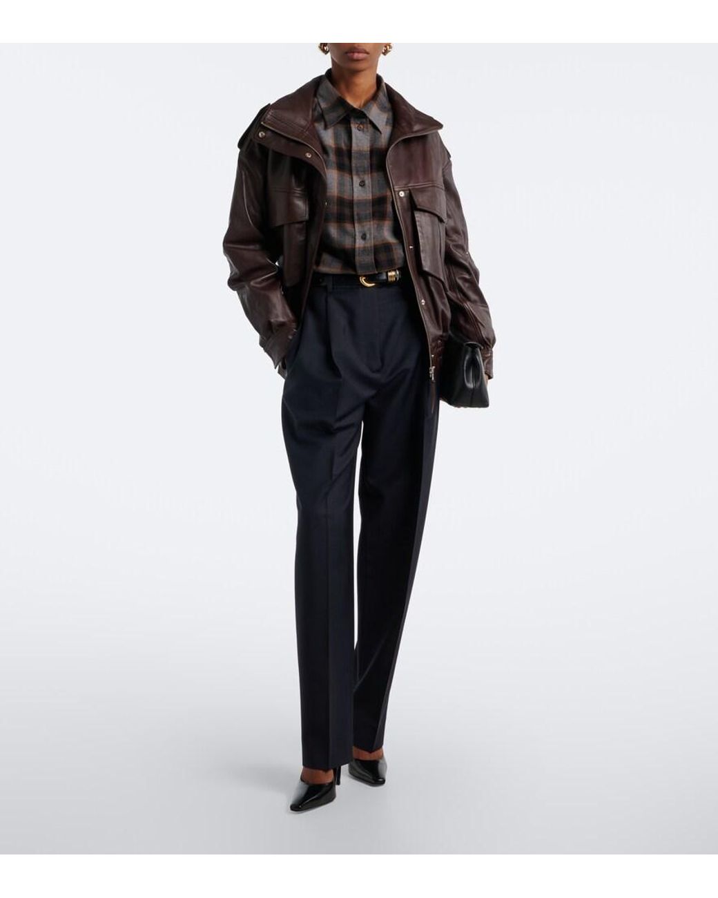 Frankie Shop Brown Napa Leather Jacket
