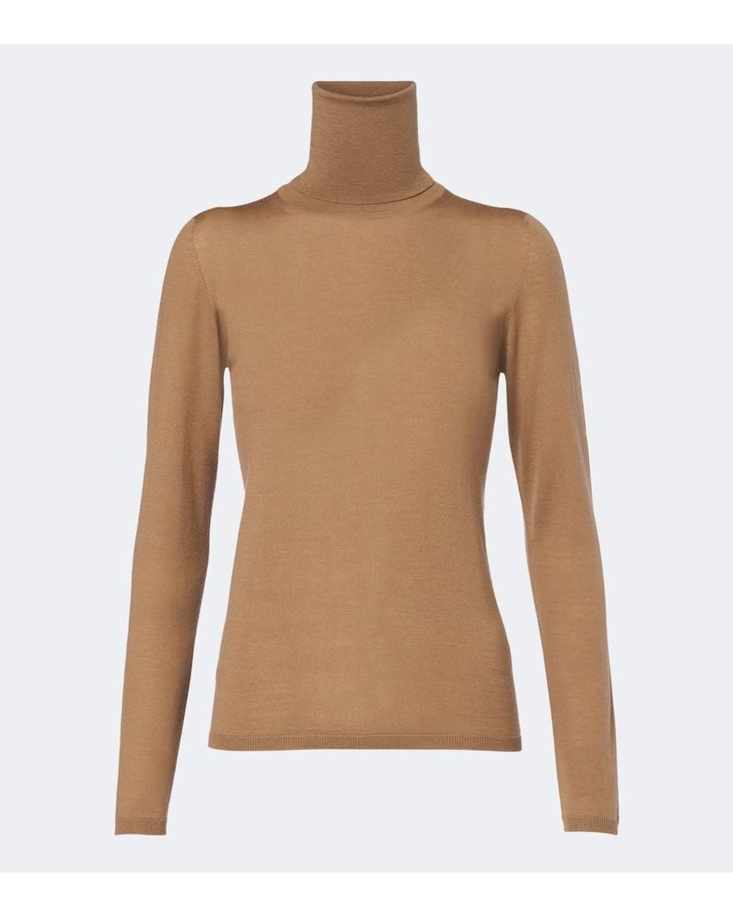 Max Mara Brown Virgin Wool Turtleneck Sweater