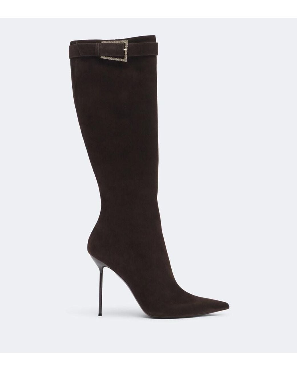 Paris Texas Black Lidia Embellished Suede Knee-High Boots