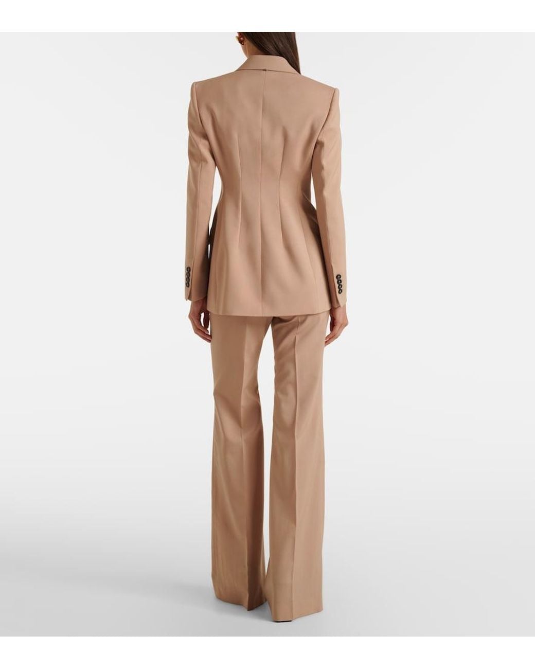 Sportmax Natural Virgin Wool Flared Pants