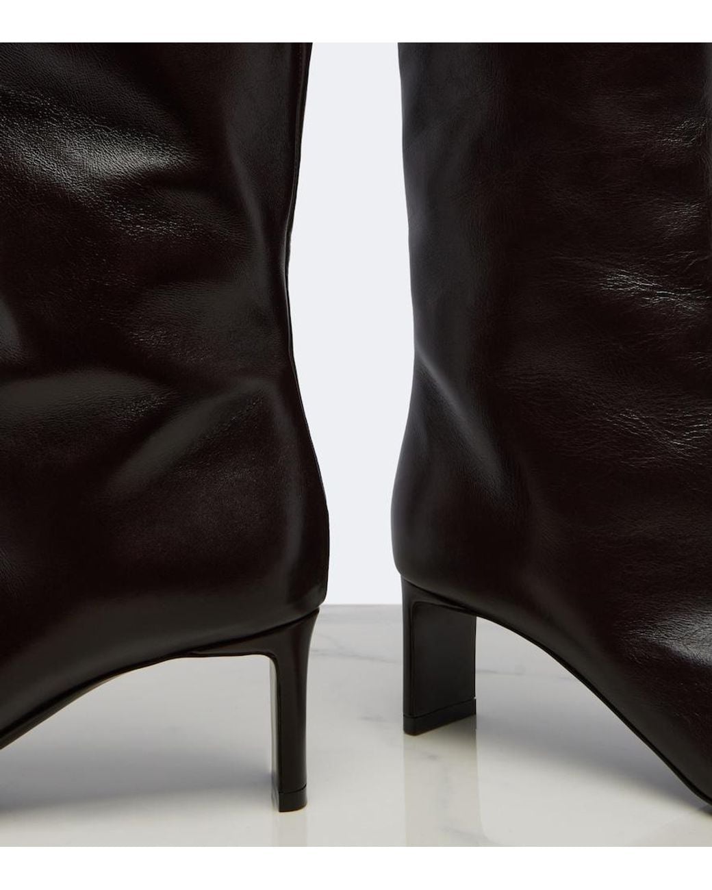 Khaite Black Ona Leather Knee-High Boots