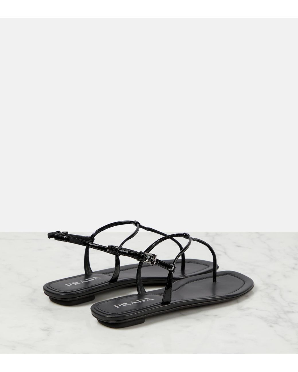 Prada leather thong sandals hotsell