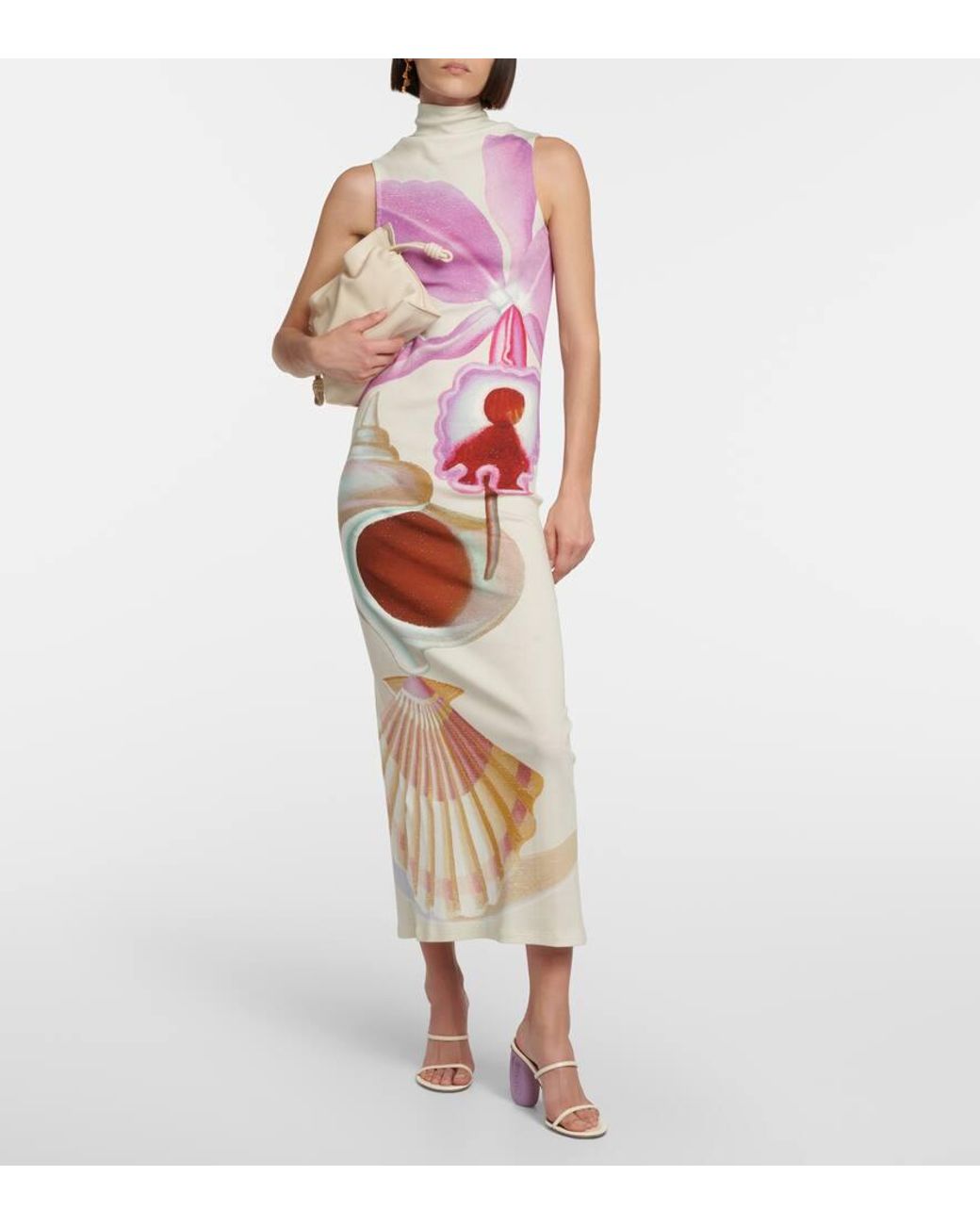 Loewe Shell Cotton-blend Maxi Dress in Pink | Lyst