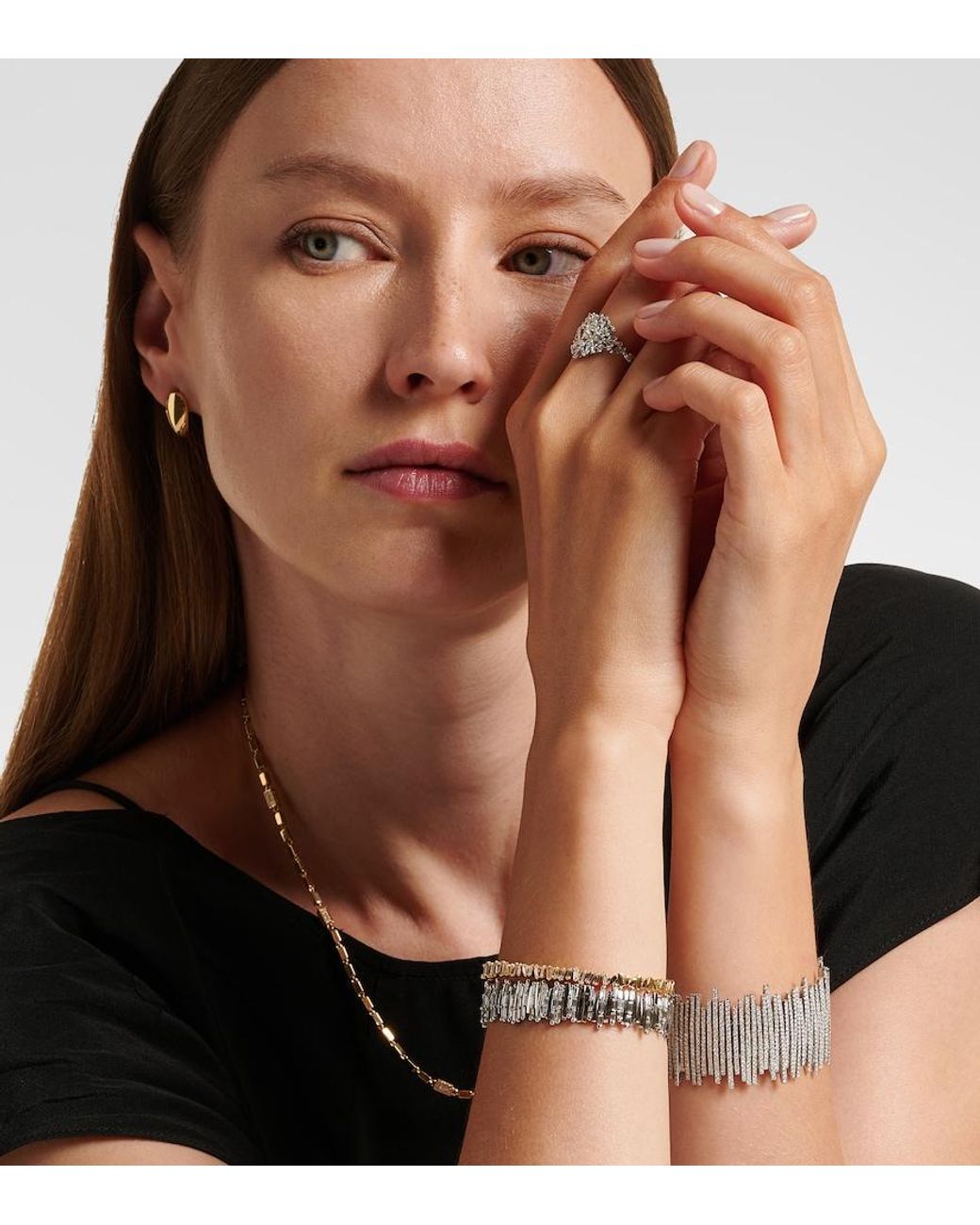 Suzanne Kalan Metallic Classic 18Kt Bangle With Diamonds