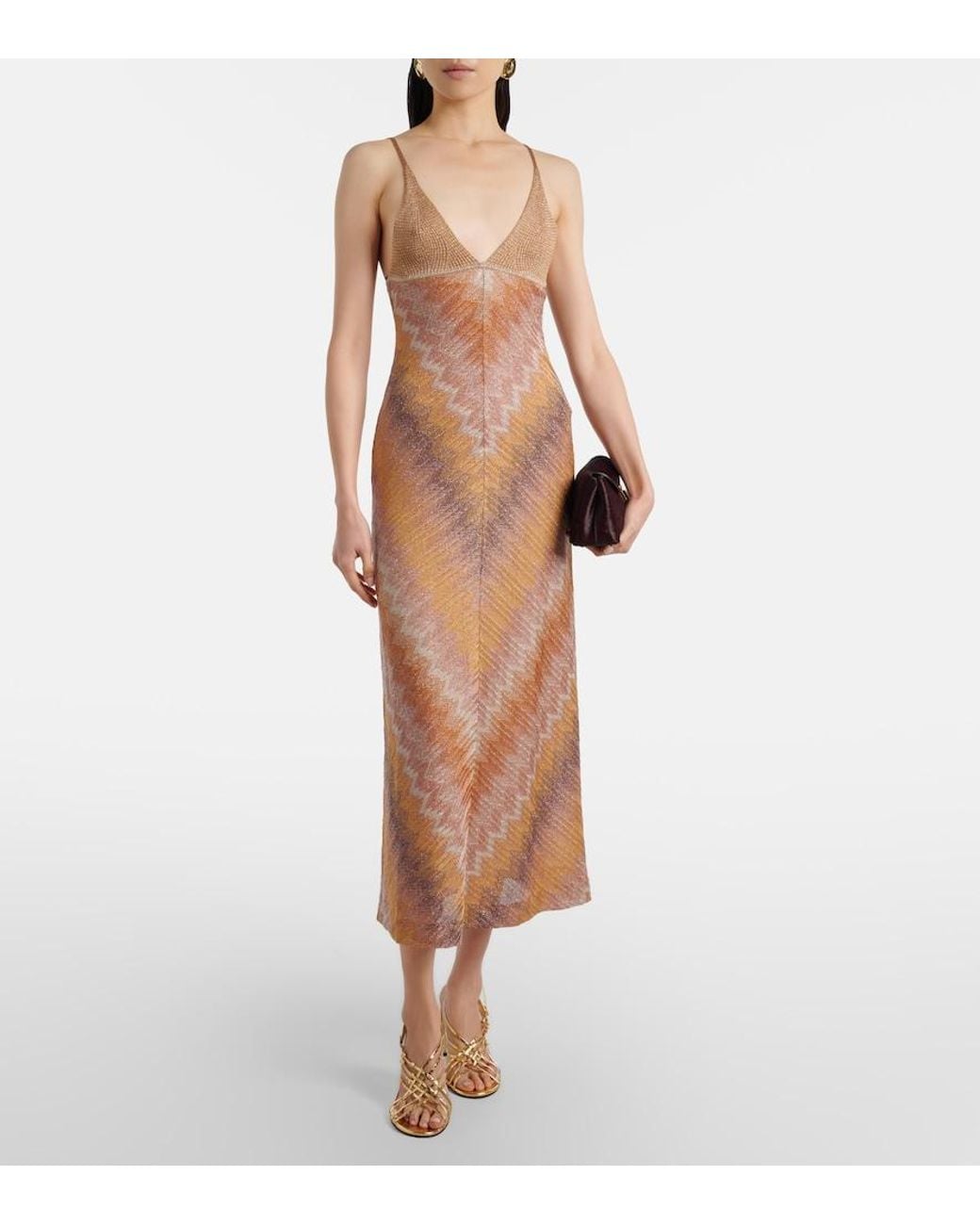 Missoni Brown Lame Midi Dress
