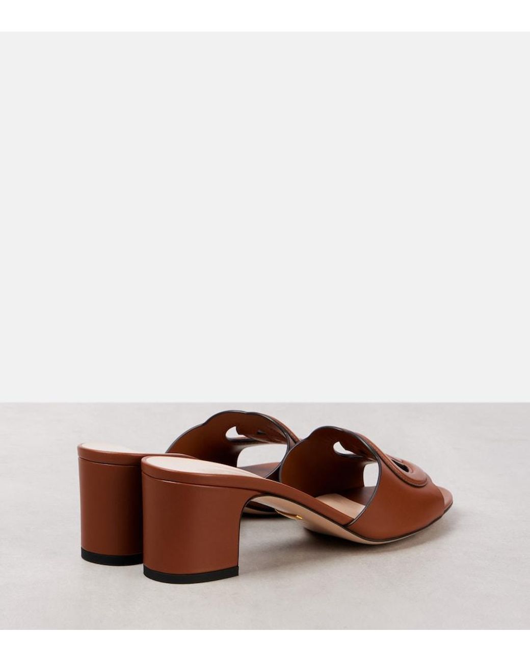 Gucci Brown Interlocking G Leather Mules