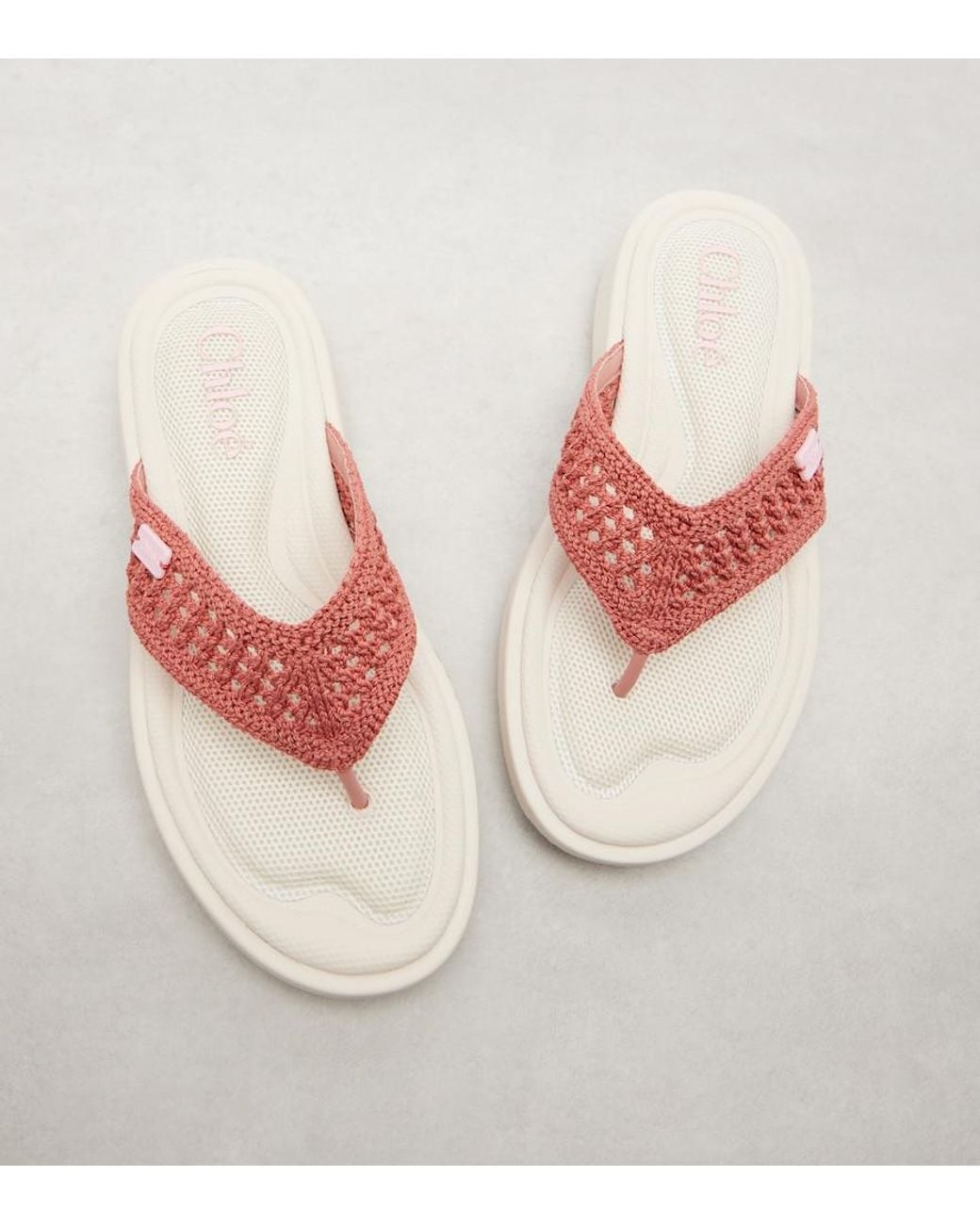 Chloé Pink La Poolette Crochet Thong Sandals