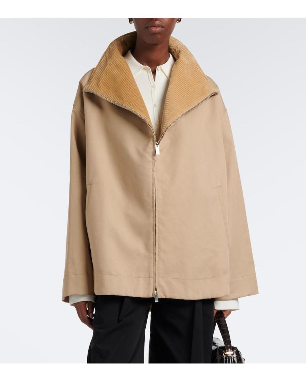 Totême Natural Oversized Corduroy-Trimmed Cotton Jacket
