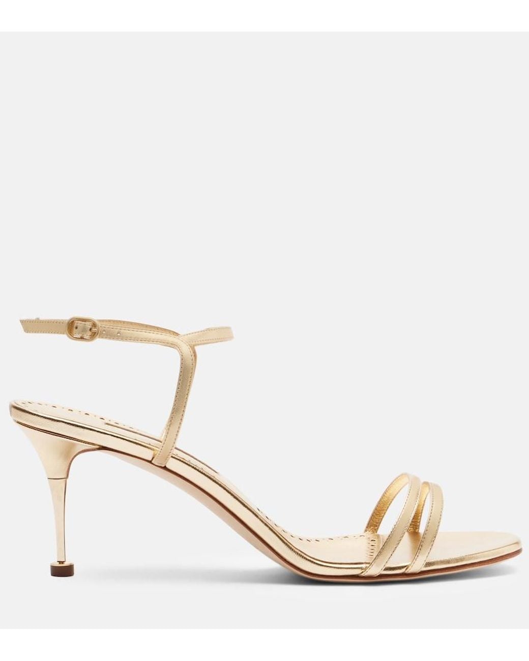 Manolo Blahnik Ciagalo Metallic Leather Sandals