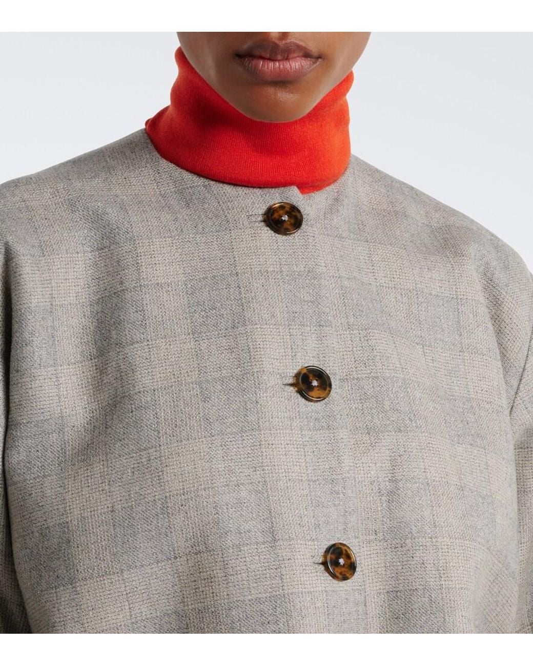 Blazé Milano Gray Altai Checked Wool, Silk, And Cashmere Jacket