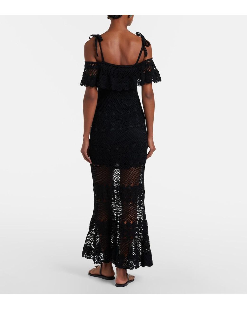 Anna Kosturova Black Marianne Crochet Cotton Maxi Dress