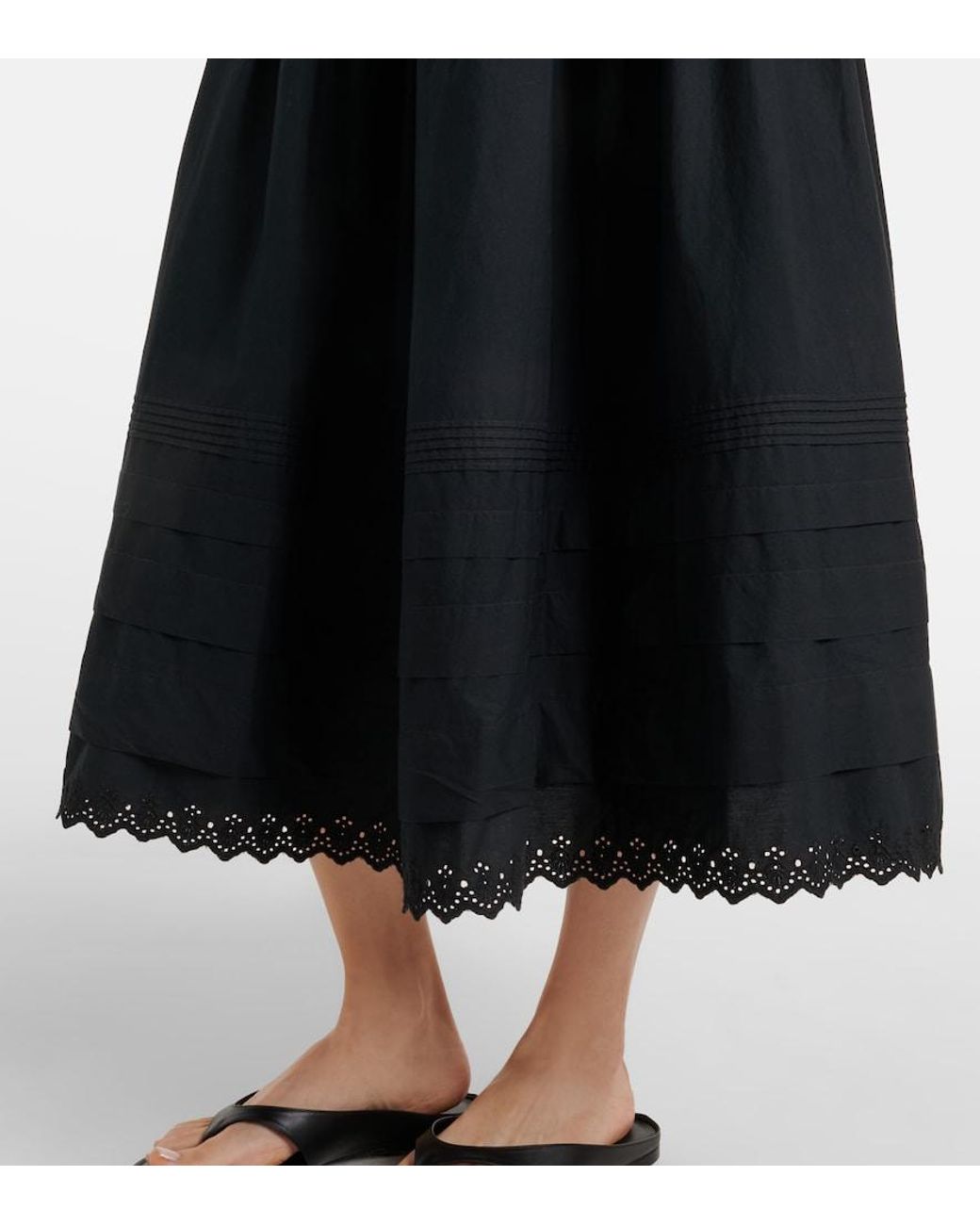 Doen Black Sebastiane Cotton Poplin Midi Skirt