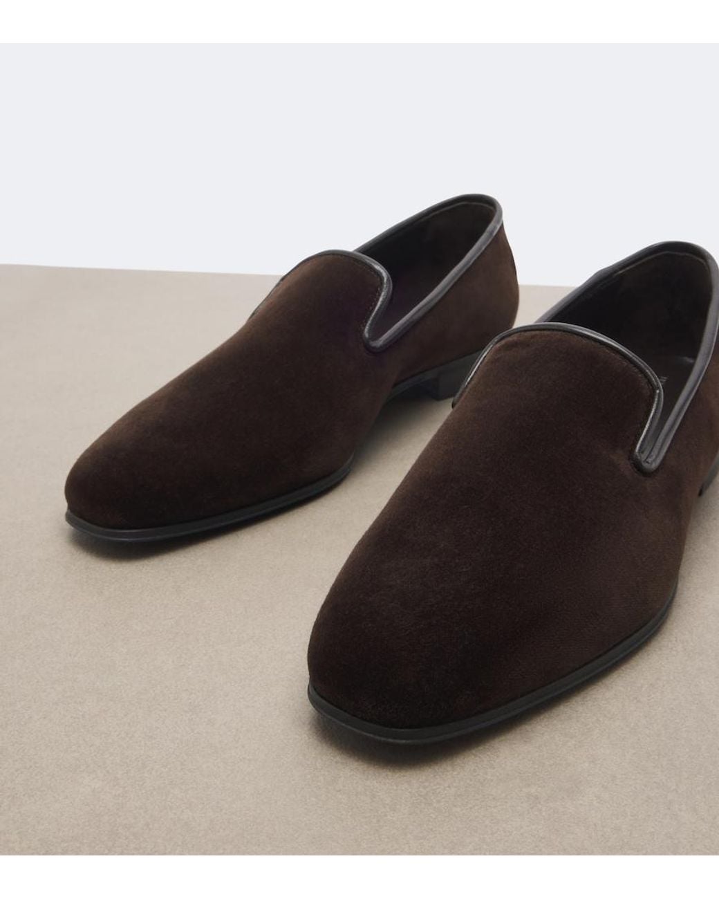 The Row Black Marc Leather-Trimmed Velvet Loafers