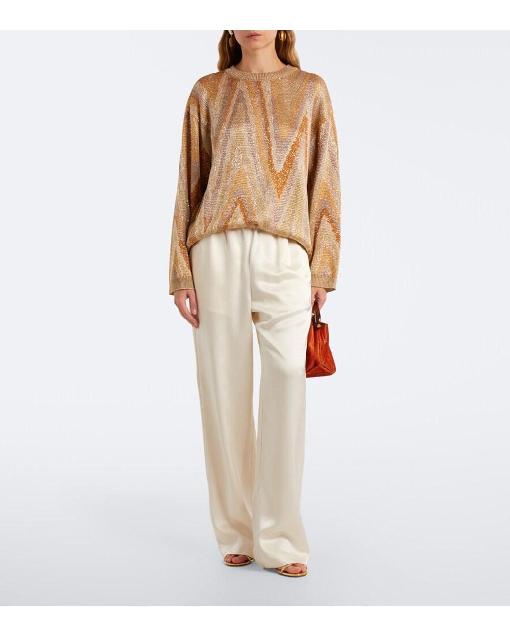 Pull Zigzag En Lame A Sequins Missoni en coloris Natural